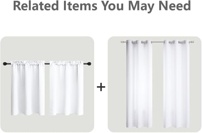 Mrs.Naturall Small Window Curtains for Bedroom 2 Panels Set 45 in Long White Room Darkening Thermal Insulated Light Blocking Short Blackout Curtains for Bathroom Nursery 45 Inch Length