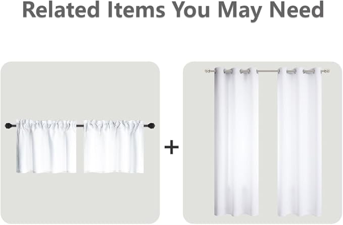 Mrs.Naturall Small Window Curtains for Bedroom 2 Panels Set 45 in Long White Room Darkening Thermal Insulated Light Blocking Short Blackout Curtains for Bathroom Nursery 45 Inch Length