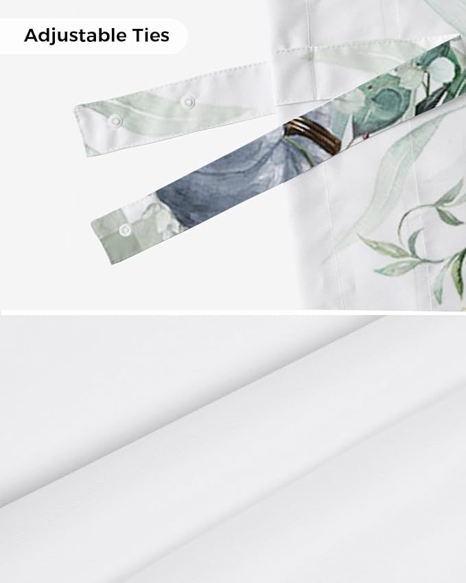 Fall Thanksgiving Blackout Tie Up Valance Curtains for Kitchen Windows Navy Blue Pumpkins Green Eucalyptus Leaves Window Toppers Balloon Shades for Living Room/Bathroom/Bedroom,54" X 18",Sage Plaid