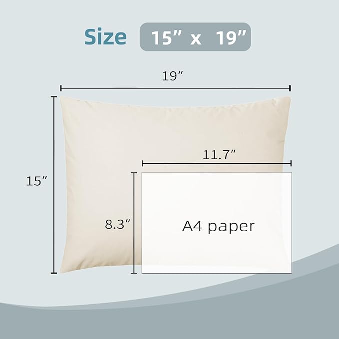 USlixury Buckwheat Pillow with Extra Buckwheat Fill - Adjustable Buckwheat Hull Pillow, Buckwheat Pillows for Sleeping with Firm Support, Buckwheat Neck Pillow for Side Back Sleeper,15x19, White
