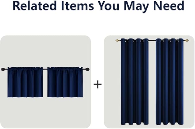 Mrs.Naturall Navy Blue Blackout Curtains for Kids Room,2 Panels Grommet Light Blocking Room Darkening Curtains for Boys Bedroom,63 Inch Length,Dark Blue