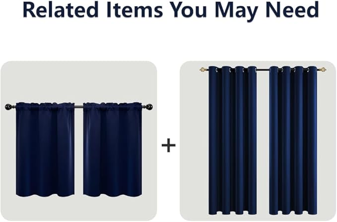 Mrs.Naturall Navy Blue Blackout Curtains for Kids Room,2 Panels Grommet Light Blocking Room Darkening Curtains for Boys Bedroom,63 Inch Length,Dark Blue