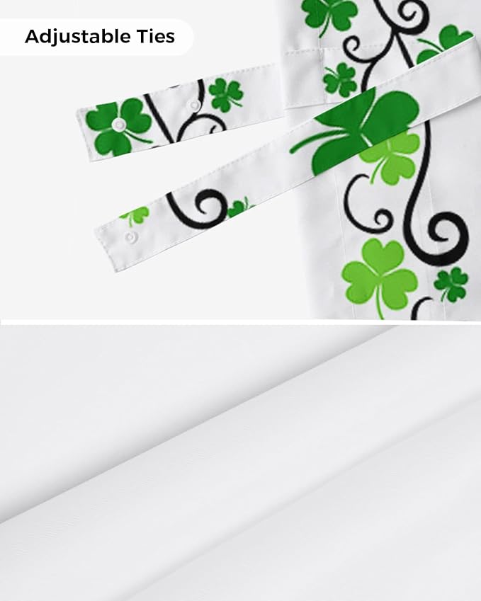 St. Patrick's Day Blackout Tie Up Valance Curtains for Kitchen Windows Green Shamrock Irish Clover Window Toppers Balloon Shades for Living Room/Bathroom/Bedroom,1 Panel, 42" X 12", Spring Holiday