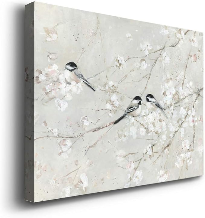 Renditions Gallery Canvas Nature Wall Art Modern Decorations Paintings Elegant Little Birds Glam Romantic Abstract Botanical Artwork Prints for Bedroom Office Kitchen - 8"x12" LT33