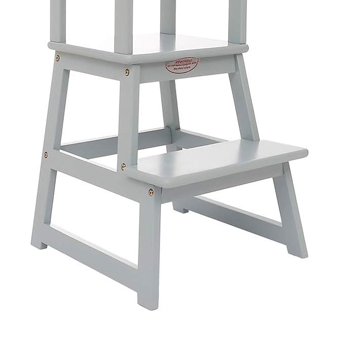 SDADI Kids Kitchen Step Stool Holds up to 150 Pounds with Safety Rail, Wide Platform Design, 4 Anti Slip Strips for 18 to 36 Months Old, Gray