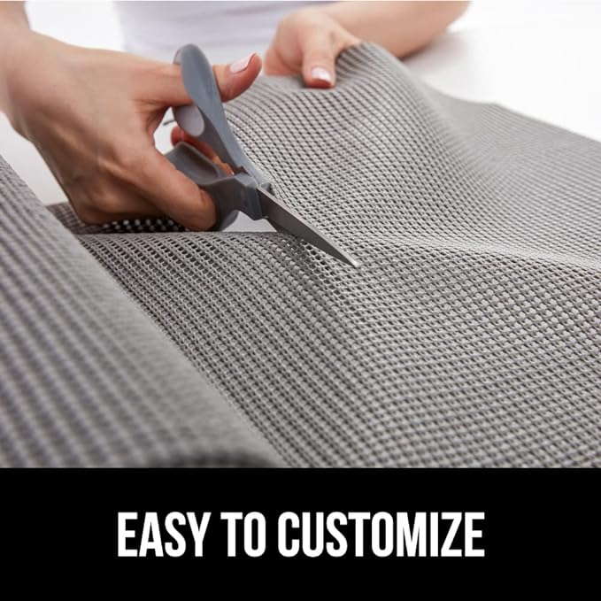 Gorilla Grip powerGRIP Drawer Shelf and Cabinet Liner, Thick Strong Hold, Non-Adhesive Liners Protect Kitchen Cabinets and Cupboard, Bathroom Drawers, Easy Install, Breathable Mat, 20" x30', Gray