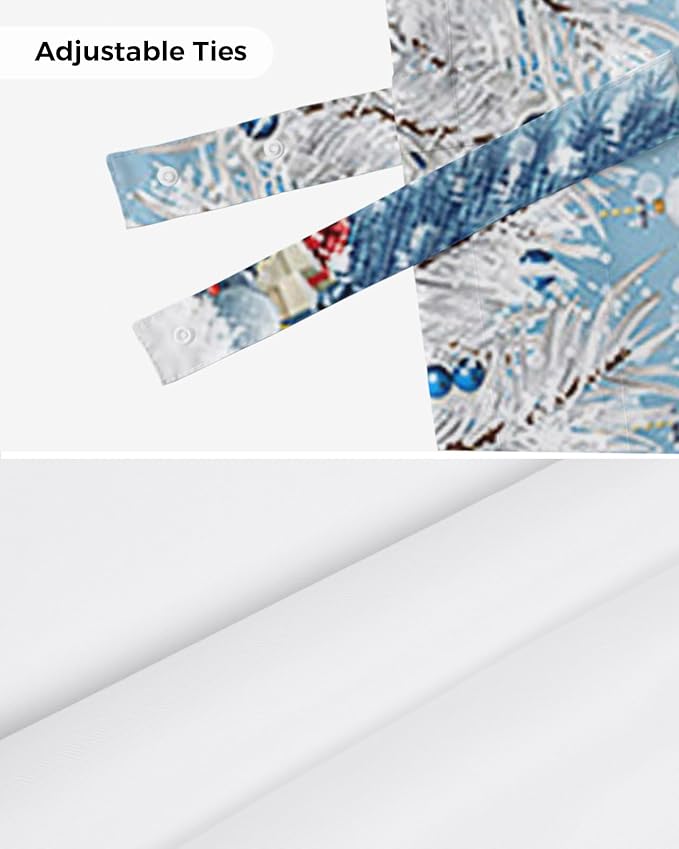 Christmas Gnome Blackout Tie Up Valance Curtains for Kitchen Windows Winter Merry Christmas Tree Balls Window Toppers Balloon Shades for Living Room/Bathroom/Bedroom,1 Panel, 42" X 18", Blue