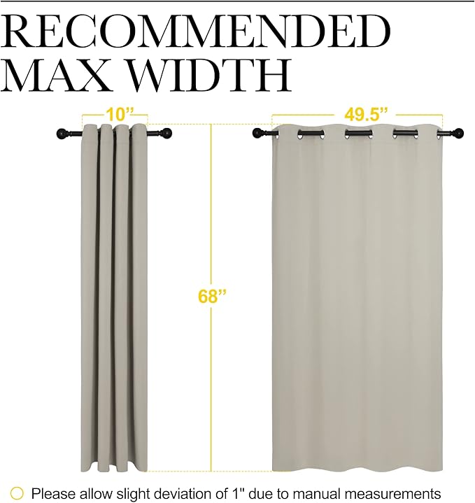 NICETOWN Room Darkening Curtain Panels for Cafe, Thermal Insulated Grommet Room Darkening Draperies/Drapes for Window (Natural, 2 Panels, W55 x L68 -inch)