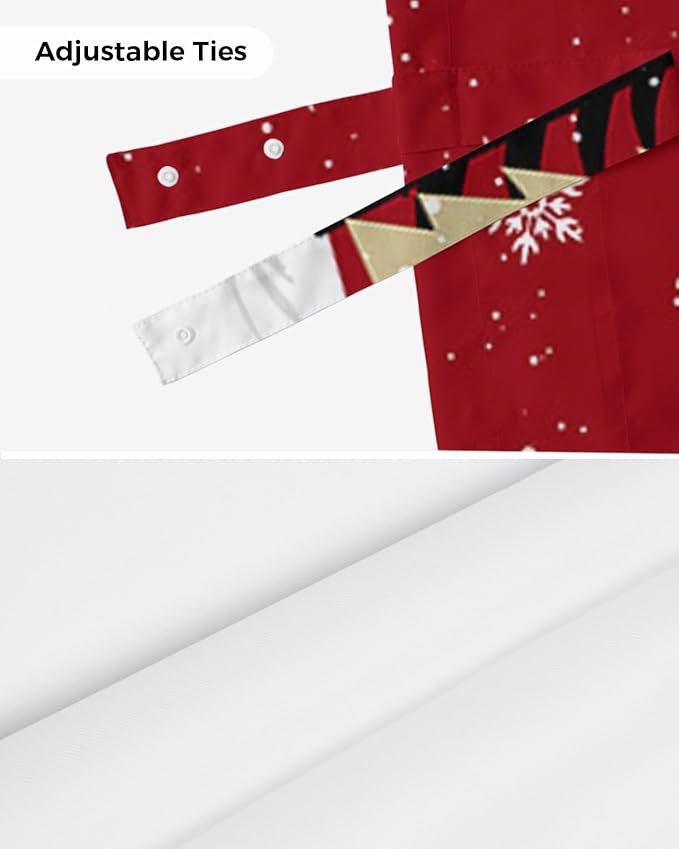Red Merry Christmas Blackout Tie Up Valance Curtains for Kitchen Windows Green Christmas Tree Window Toppers Balloon Shades for Living Room/Bathroom/Bedroom,1 Panel, 60" X 18",White Snow Forest Winter
