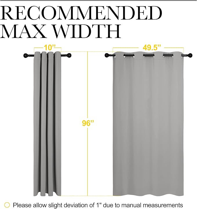 NICETOWN Silver Grey Room Darkening Curtain Panels 96" Long for RV, Play Room, Studio, Heat Block Out and Keep Warm Drapes Window Treatment Drapes for Doorway Entryway Patio (55" Width, 2 Panels)