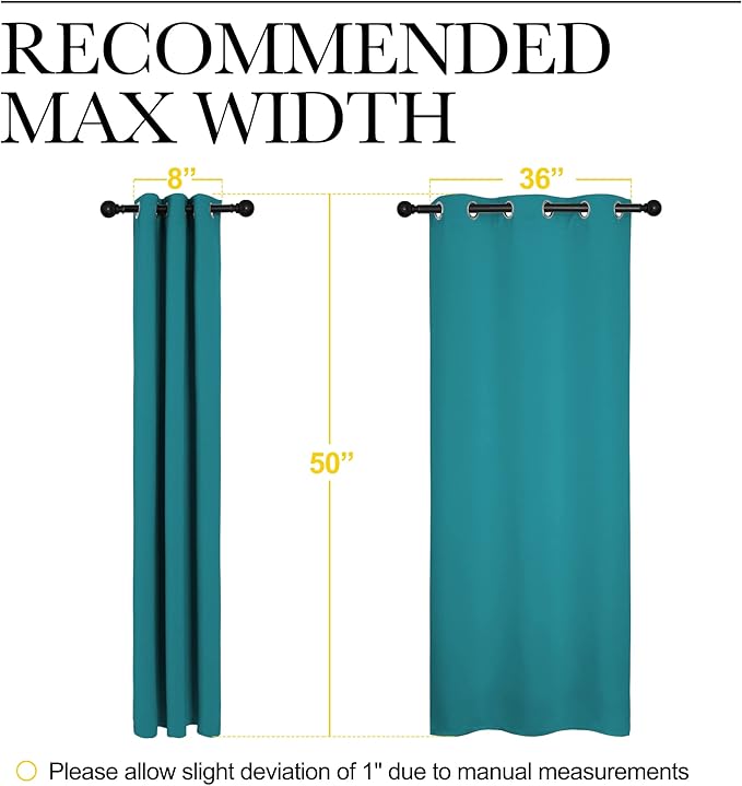 NICETOWN Room Darkening Curtains 50 inch Length 2 Panels, Thermal Insulated Grommet Blackout Curtains for Modern Casual Elegant Bedroom Kids Room Theme Decoration (Peacock Teal, 2 Pieces, W42)