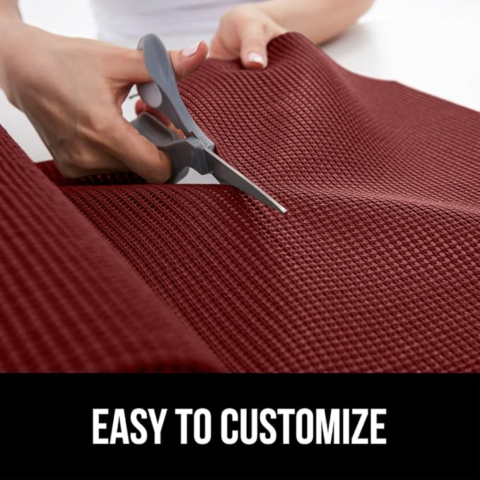 Gorilla Grip powerGRIP Drawer Shelf and Cabinet Liner, Thick Strong Hold, Non-Adhesive Liners Protect Kitchen Cabinets and Cupboard, Bathroom Drawers, Easy Install, Breathable Mat, 17.5" x10', Red