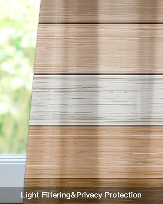 Farmhouse Kitchen Curtains Summer Fall Valances for Windows ,Brown Beach Fall Rod Pocket Country Window Treatment for Kitchen/Living Room/Bedroom/ Bathroom,60" X 18" -1 Panel, Rustic Barn Wood Texture