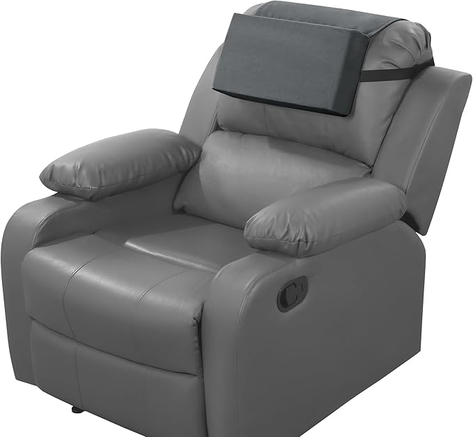 MABOZOO Head Pillow for Recliner Chair with Pocket,Headrest Cushion for Neck Pain Relief and Cervical Support,Recliner Head Pillow for Travel Home Recliner Sofa Armchair(Dark Grey)