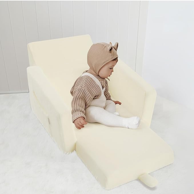 MeMoreCool Folding Toddler Chair, Cmofy Plush Fold Out Kids Couch Sofa, Convertible Kid Sofa Bed, Flip Out Baby Recliner for Toddlers 1-3 Girls Boys