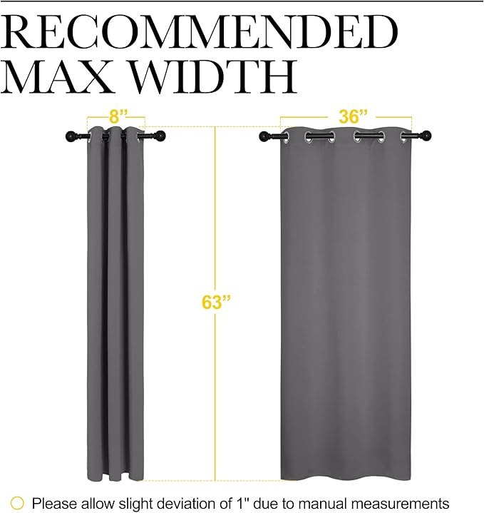 NICETOWN Thermal Insulated Grommet Blackout Curtains for Bedroom (2 Panels, W42 x L63 -Inch, Grey)