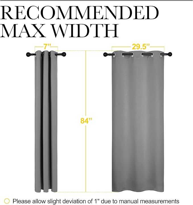 NICETOWN Bedroom Curtains Blackout Drapery Panels, Three Pass Microfiber Thermal Insulated Solid Ring Top Blackout Window Curtains/Drapes (Two Panels, 34 x 84 inches, Silver Grey)