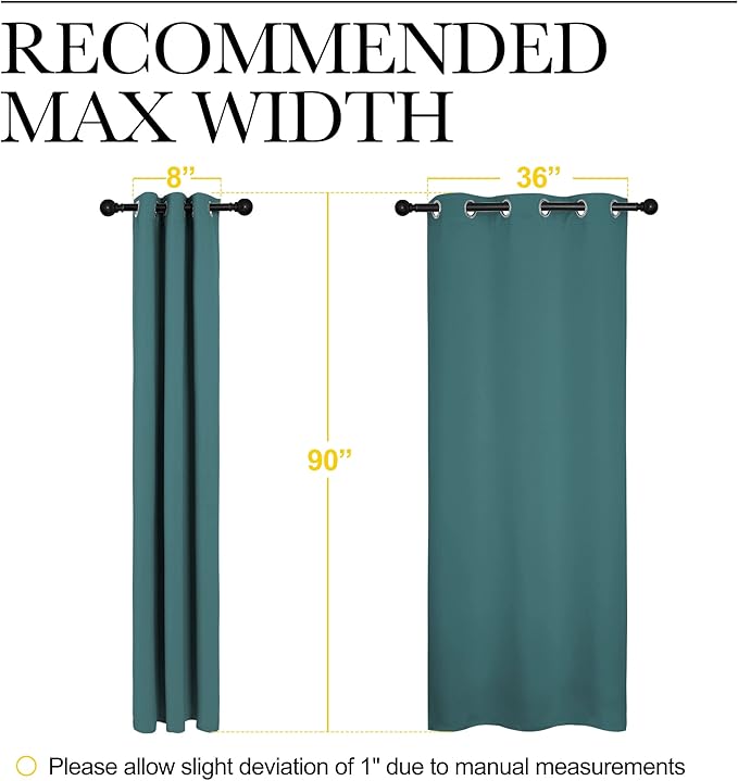 NICETOWN Patio Glass Door Panels - Blackout Curtains for Bedroom/Living Room, Privacy Panel Drapes for Dining Room and Guest Room (Sea Teal, 42 inches Wide x 90 inches Long, 1 Pair)