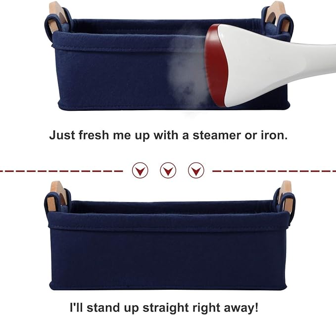 Small Storage Baskets Fabric Storage Bins Basket Soft Storage Baskets Decorative Bins Storage Basket for Cosmetics Makeups Coins Keys Mittens Hats Cards Storage Basket Navy Blue