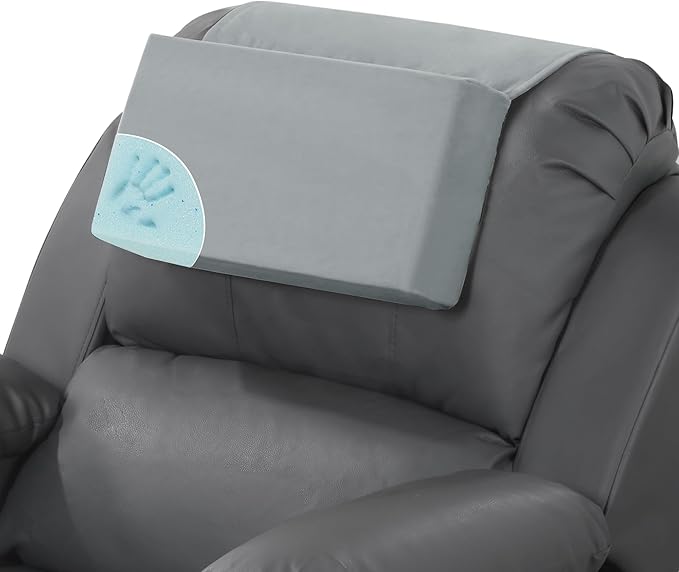 MABOZOO Head Pillow for Recliner Chair with Pocket,Headrest Cushion for Neck Pain Relief and Cervical Support,Recliner Head Pillow for Travel Home Recliner Sofa Armchair(Grey)