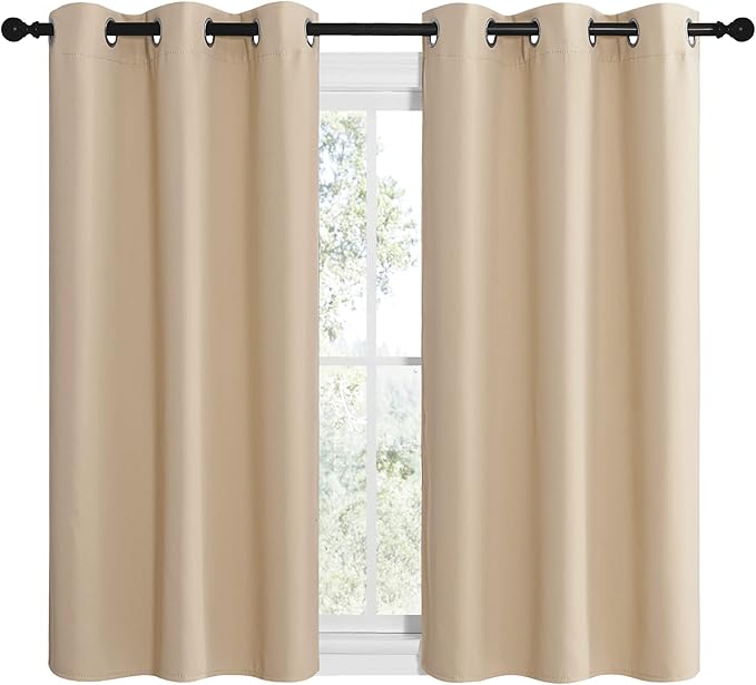 NICETOWN Room Darkening Draperies Window Curtain Panels, Thermal Insulated Grommet Room Darkening Curtains for Bedroom (Biscotti Beige, 2 Panels, W42 x L48 -inch)