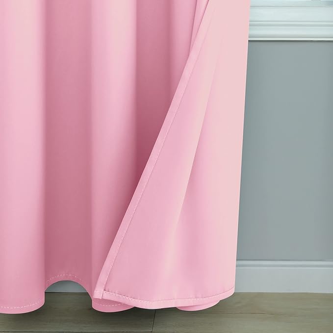 Mrs.Naturall Baby Pink Blackout Curtains for Nursery Bedroom,Thermal Insulated Block Heat Light Blocking Room Darkening Window Curtain for Girls Bedroom Kids,63 Inch Length 2 Panels
