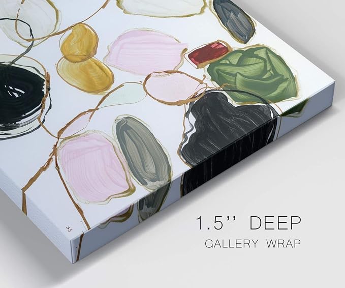 Renditions Gallery Canvas Wall Art Modern Paintings Decorations Colorful Brushstroke Jewels Abstract Watercolor Wall Hanging Artwork Prints for Bedroom Office Kitchen - 12"x18" LT33