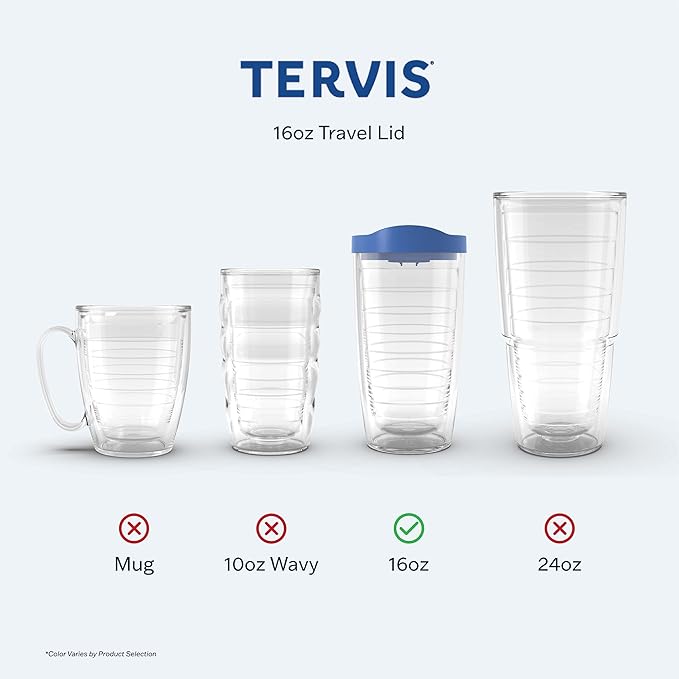 Tervis Travel Lid Made in USA Double Walled Insulated Tumbler Travel Cup Keeps Drinks Cold & Hot, Fits 16oz Tumblers, Turqoise
