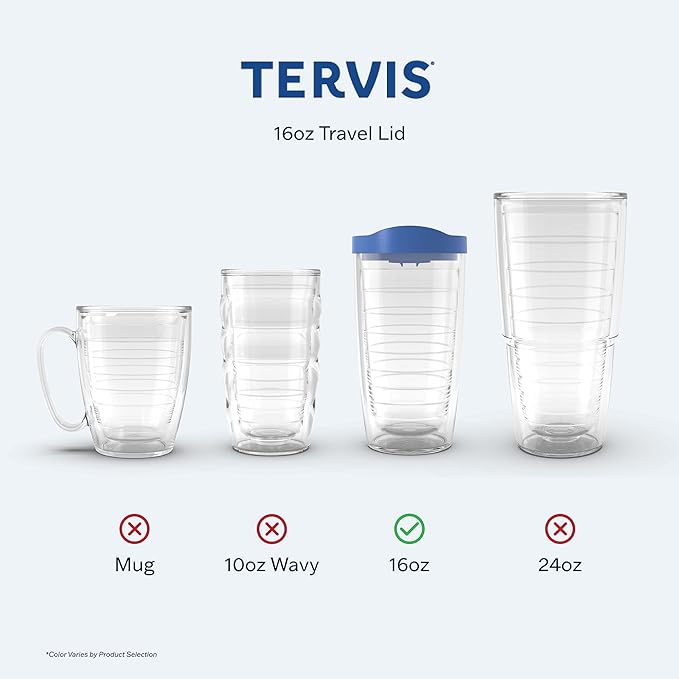 Tervis Travel Lid Made in USA Double Walled Insulated Tumbler Travel Cup Keeps Drinks Cold & Hot, Fits 16oz Tumblers, Turqoise
