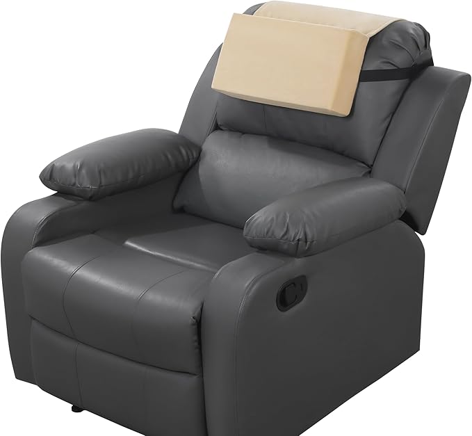MABOZOO Head Pillow for Recliner Chair with Pocket,Headrest Cushion for Neck Pain Relief and Cervical Support,Recliner Head Pillow for Travel Home Recliner Sofa Armchair(Khaki)