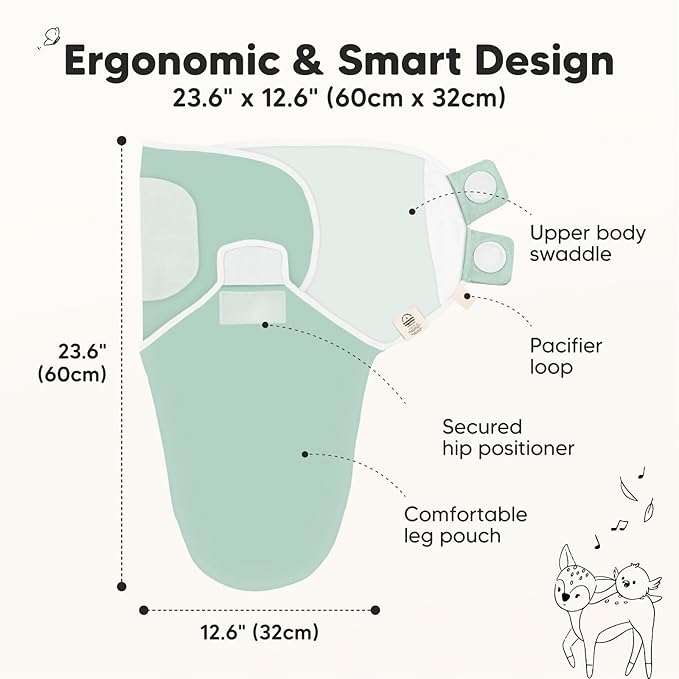 3-Pack Organic Baby Swaddle Sleep Sacks - Newborn Swaddle Sack, Ergonomic Baby Swaddles 0-6 Months, Swaddles for Newborns, Baby Sleep Sack, Baby Swaddle Blanket Wrap, Baby Essentials (Sage, L)
