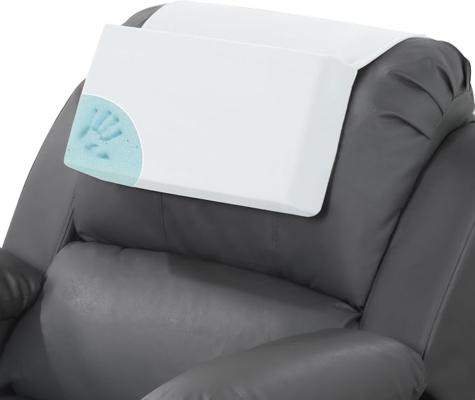 MABOZOO Head Pillow for Recliner Chair with Pocket,Headrest Cushion for Neck Pain Relief and Cervical Support,Recliner Head Pillow for Travel Home Recliner Sofa Armchair(White)