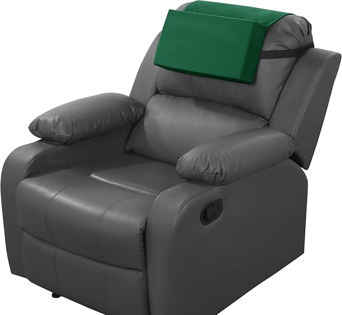 MABOZOO Head Pillow for Recliner Chair with Pocket,Headrest Cushion for Neck Pain Relief and Cervical Support,Recliner Head Pillow for Travel Home Recliner Sofa Armchair(Green)