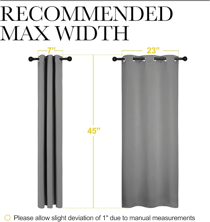 NICETOWN Silver Grey Blackout Curtain Panels for Bedroom, Thermal Insulated Grommet Top Blackout Draperies and Drapes (2 Panels, W29 x L45 inches)