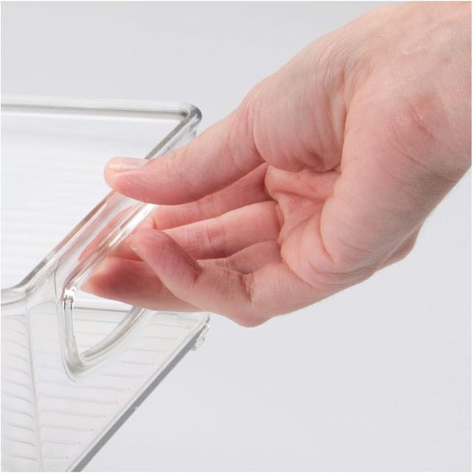 iDesign BPA-Free Plastic Pantry and Kitchen Storage, Freezer and Fridge Organizer Bin with Easy Grip Handles – 16" x 6" x 3", Clear
