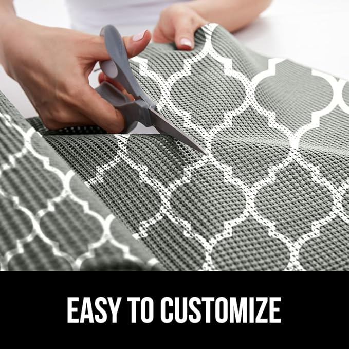 Gorilla Grip powerGRIP Drawer Shelf and Cabinet Liner, Thick Strong Hold, Non-Adhesive Liners Protect Kitchen Cabinets and Cupboard, Bathroom Drawers, Easy Install, Breathable Mat, 20" x20', Gray