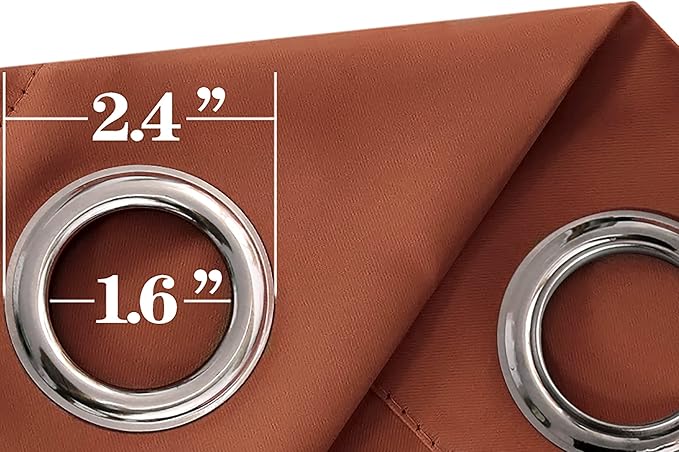 Mrs.Naturall 45 Inch Length Kitchen Curtains Set of 2 Panels Blackout Room Darkening Light Blocking Curtains for Living Room Bay Windows Rust Terracotta 34x45 Inches Long