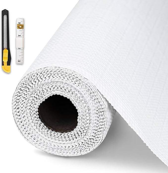 Shelf and Drawer Liner for Kitchen Cabinet,18 in x 20 FT Non-Adhesive Cabinet Liners for Shelves Non-Slip Waterproof Kitchen Drawer Liners Contact Paper Shelf Paper with Knife and Tape Measure