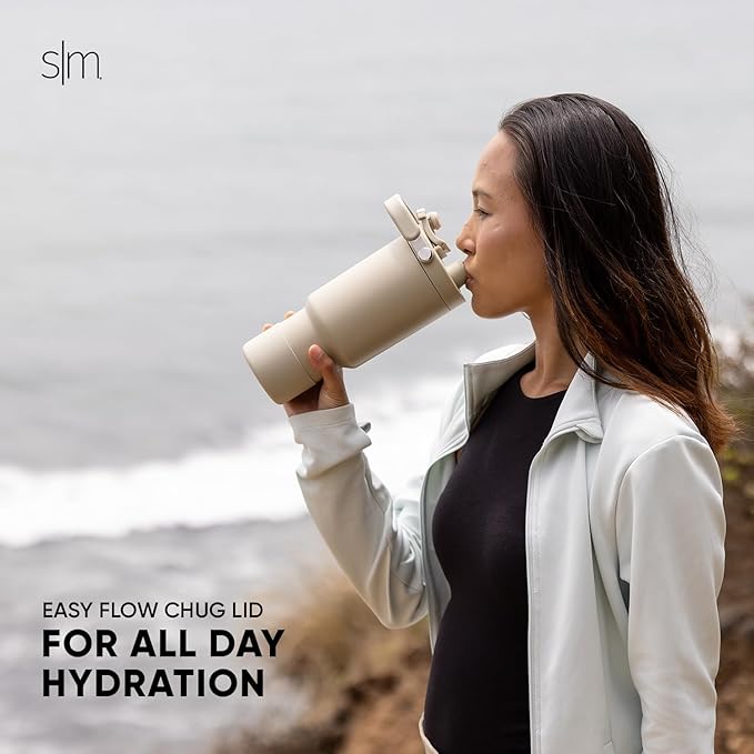 Simple Modern Trek Pivot | 30oz Flip Straw Tumbler with Handle | Water Bottle & Boot | Interchangeable Straw & Chug Lids | Insulated Stainless Steel Jug | Gym Sports Outdoors | Ice Gray