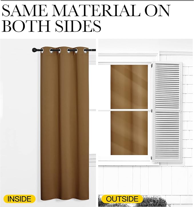 NICETOWN Gold Brown Sleek Blackout Curtains 48 inches Length for Small Windows, Noise Reducing and Block Draft Panels for Door Doorway Laundry Office Luxury Decor Theme (2 Panels, W42 inches Wide)