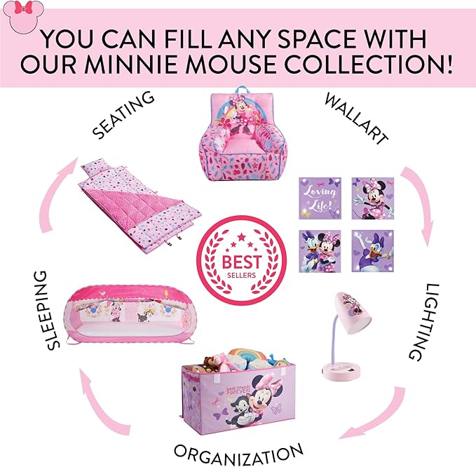 Disney Minnie Mouse Oh So Happy Pop Up Hamper with Durable Carry Handles, 21" H x 13.5" W X 13.5" L