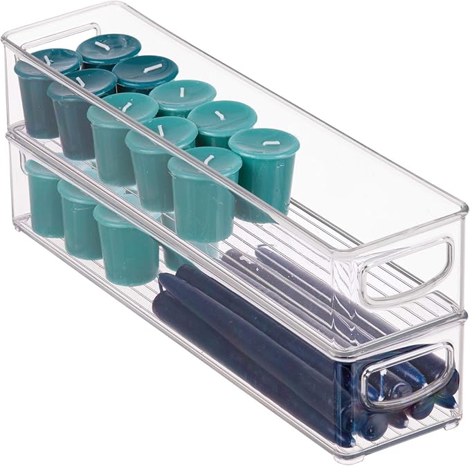 IDesign BPA-Free Plastic Pantry and Kitchen Storage, Freezer and Fridge Organizer Bin with Easy Grip Handles – 16" x 4" x 3", Clear