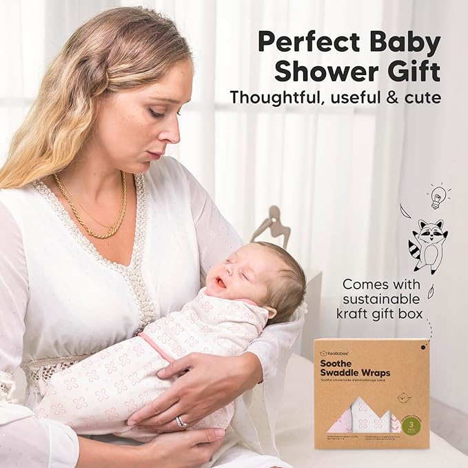 3-Pack Organic Baby Swaddle Sleep Sacks - Newborn Swaddle Sack, Ergonomic Baby Swaddles 0-3 Months, Swaddles for Newborns, Baby Sleep Sack, Baby Swaddle Blanket Wrap,Baby Essentials(Blossom)