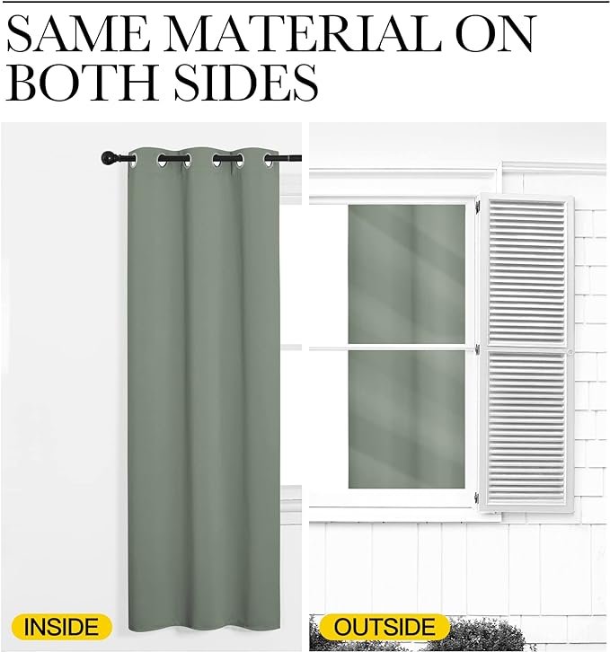 NICETOWN Greyish Green Blackout Curtains 78" Long for Office, Dining Room, Guest Room, Sound Reducing Heat and Cold Block Curtain Panels for Modern Room Decorative (55" Wide, 2 Pieces)