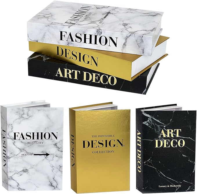 Neutral Home Books Decor Display for Living Room and Office Fashion Decorative Book,Hardcover Fake Decorative Books for Coffee Tables and Shelves(gold)