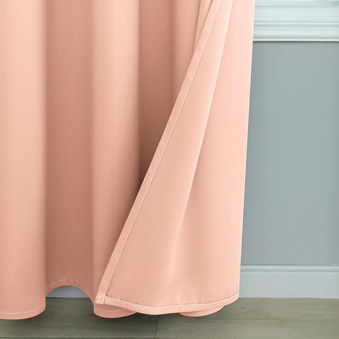 Mrs.Naturall Blush Pink Curtains 2 Panels for Girls Bedroom,Blackout Grommet Boho Neutral Room Darkening Dusty Rose Gold Curtains for Nursery Living Room,84 Inches Long