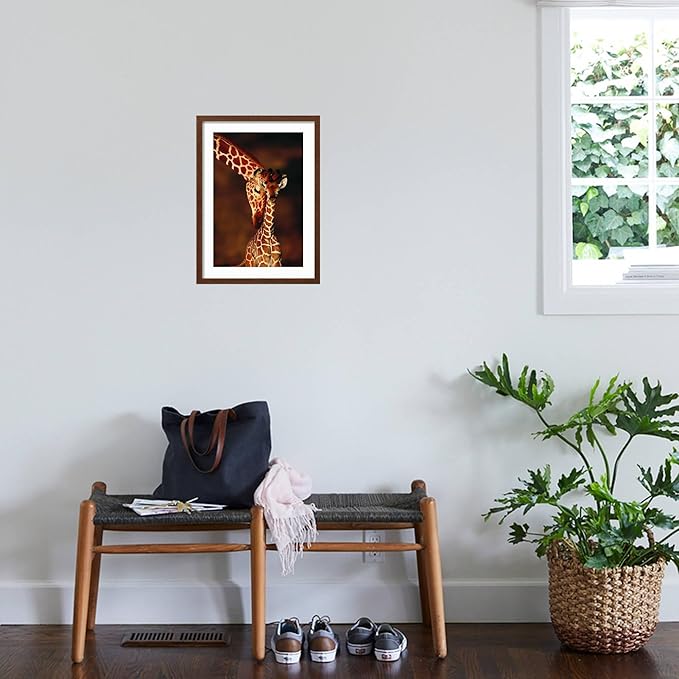 Framed Wall Art Prints Giraffe and Baby by Lantern Press, Animals Decor, 12" x 18", Espresso Frame with White Mat
