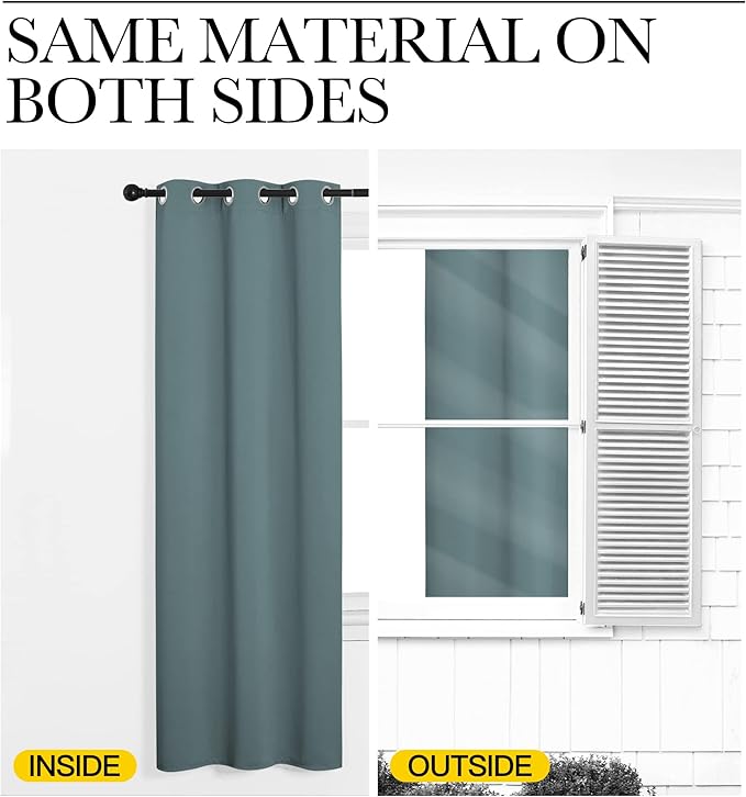 NICETOWN Modern Blackout Curtains Noise Reducing, Thermal Insulated and Privacy Room Darkening Drape Panels for Boy's Guest Room Door Small Short Window (Greyish Blue, 2 Panels, W42 x L68 -Inch)