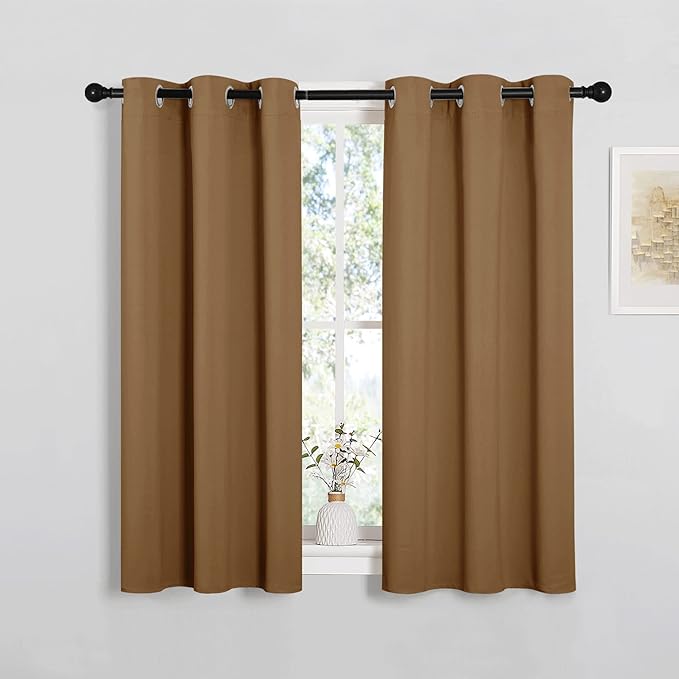 NICETOWN Sleek Blackout Curtains 84 inches Length for Windows, Noise Reducing and Block Draft Panels for Door Doorway Laundry Office Luxury Decor Theme (2 Panels, Gold Brown, W34 x L84 -Inch)