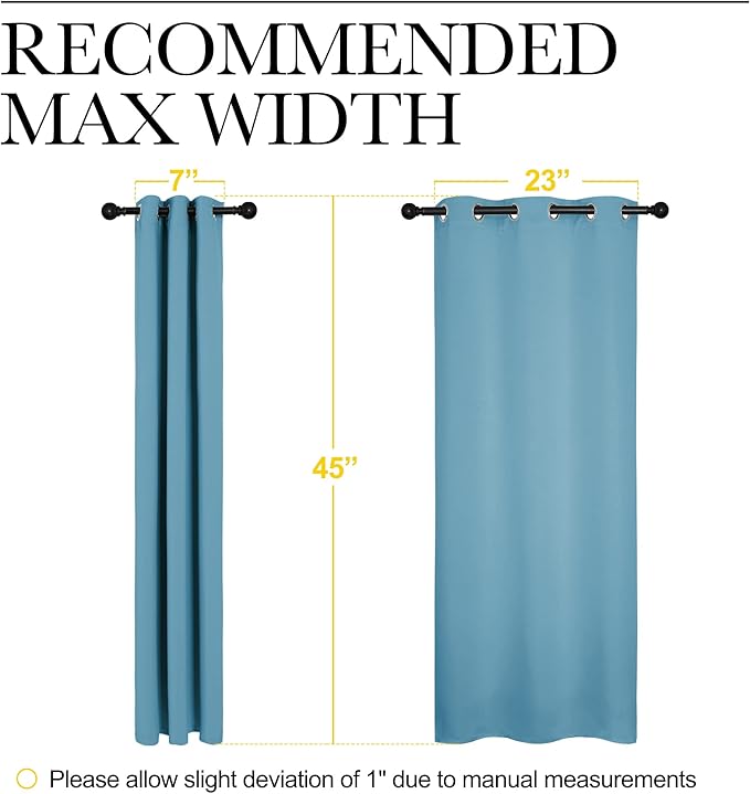 NICETOWN Thermal Insulated Curtains Blackout Draperies, Window Treatment Solid Grommet Room Darkening Drape Panels for Bedroom (Teal Blue, Set of 2, 29 by 45 inches Long)